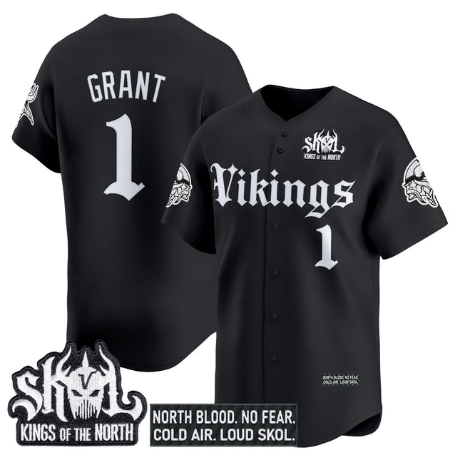 Men's Minnesota Vikings 'Gothic Norseblood Edition' Vapor Baseball Jersey - All Stitched