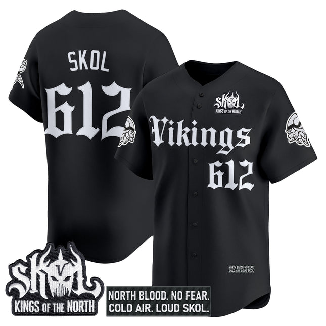 Men's Minnesota Vikings 'Gothic Norseblood Edition' Vapor Baseball Jersey - All Stitched