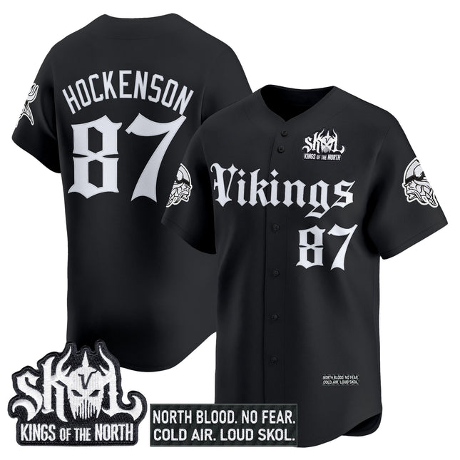 Men's Minnesota Vikings 'Gothic Norseblood Edition' Vapor Baseball Jersey - All Stitched
