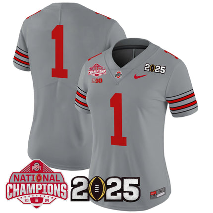 Women's Ohio State Buckeyes 'Heritage Stripe' 2025 National Champions Patch Vapor Limited Jersey - All Stitched