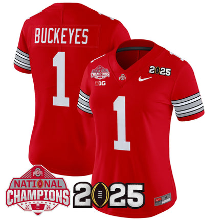 Women's Ohio State Buckeyes 'Heritage Stripe' 2025 National Champions Patch Vapor Limited Jersey - All Stitched