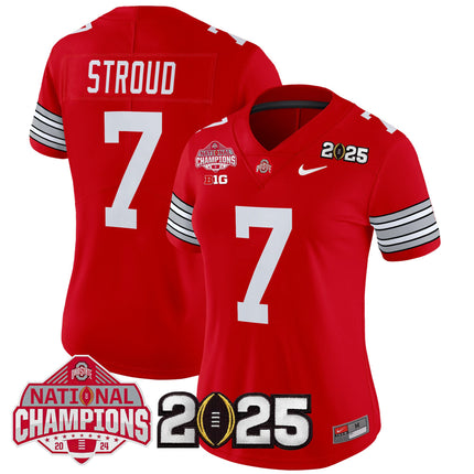 Women's Ohio State Buckeyes 'Heritage Stripe' 2025 National Champions Patch Vapor Limited Jersey - All Stitched