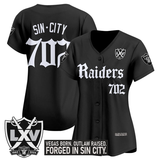 Women's Las Vegas Raiders 'Gothic Sin City Shadows Edition' Vapor Baseball Jersey - All Stitched