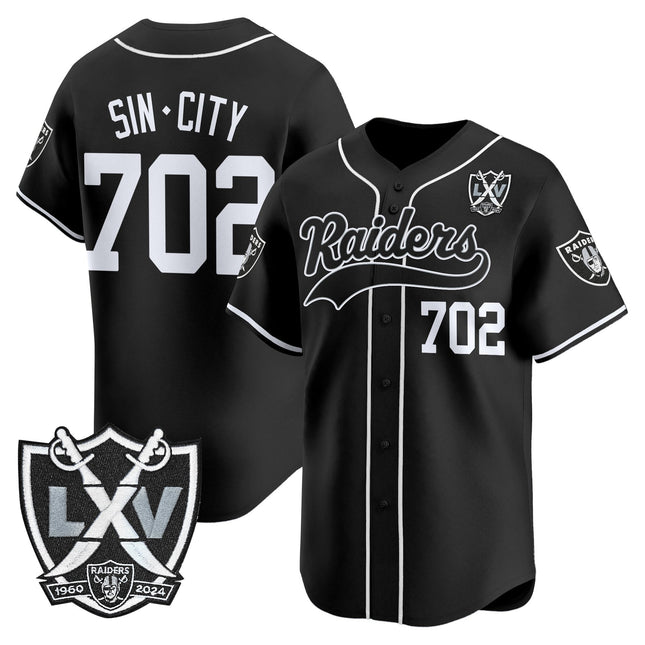 Men's Las Vegas Raiders 65th Anniversary Patch Vapor Baseball Jersey - All Stitched