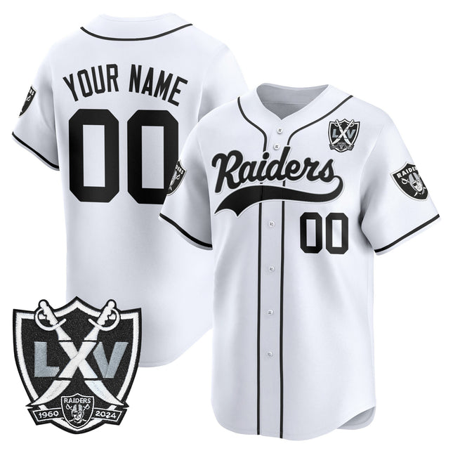 Las Vegas Raiders 65th Anniversary Patch Vapor Baseball Custom Jersey - All Stitched