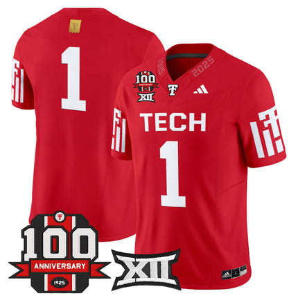 Men's Texas Tech Red Raiders 2025 Vapor Limited Jersey - 100th Anniversary Patch - All Stitched
