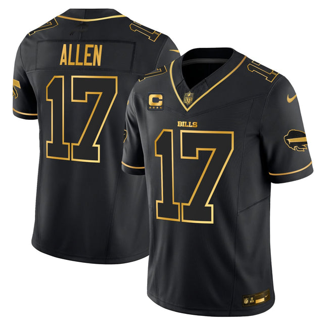 Josh Allen Buffalo Bills Black Gold Jersey - All Stitched