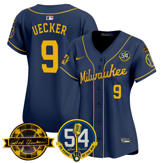 Women's Milwaukee Brewers 'Bob Uecker - 54 Seasons for Brewers' Vapor Premier Limited Jersey - All Stitched