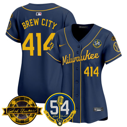 Women's Milwaukee Brewers 'Bob Uecker - 54 Seasons for Brewers' Vapor Premier Limited Jersey - All Stitched
