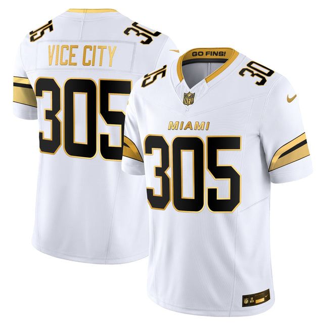 Men's Miami Dolphins 2025 "Rivalries" Gold Vapor Limited Jersey - All Stitched