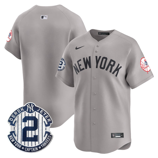 Men's New York Yankees Throwback Vapor Premier Limited Jersey - Derek Jeter Patch - All Stitched