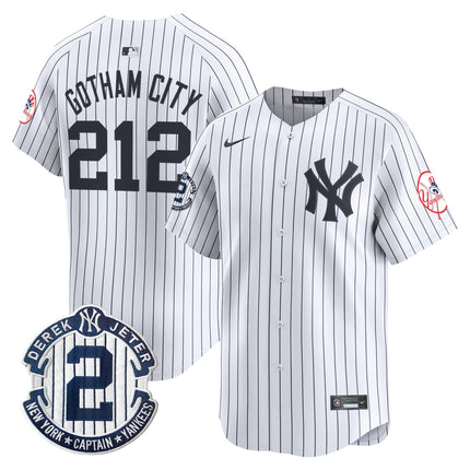 Men's New York Yankees Throwback Vapor Premier Limited Jersey - Derek Jeter Patch - All Stitched
