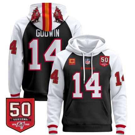 Men's Tampa Bay Buccaneers 50th Season Patch Premium Pullover Hoodie - All Stitched