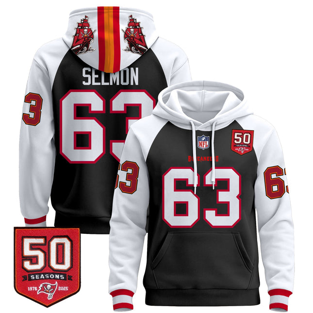 Men's Tampa Bay Buccaneers 50th Season Patch Premium Pullover Hoodie - All Stitched