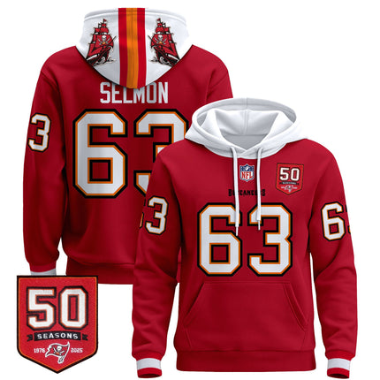 Men's Tampa Bay Buccaneers 50th Season Patch Premium Pullover Hoodie - All Stitched