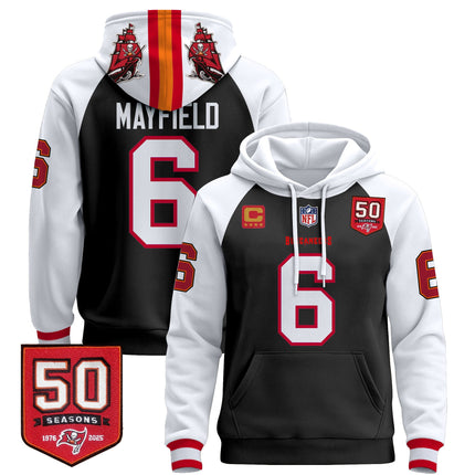 Men's Tampa Bay Buccaneers 50th Season Patch Premium Pullover Hoodie - All Stitched