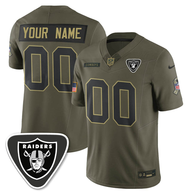 Las Vegas Raiders 2025 Salute to Service Limited Custom Jersey - All Stitched