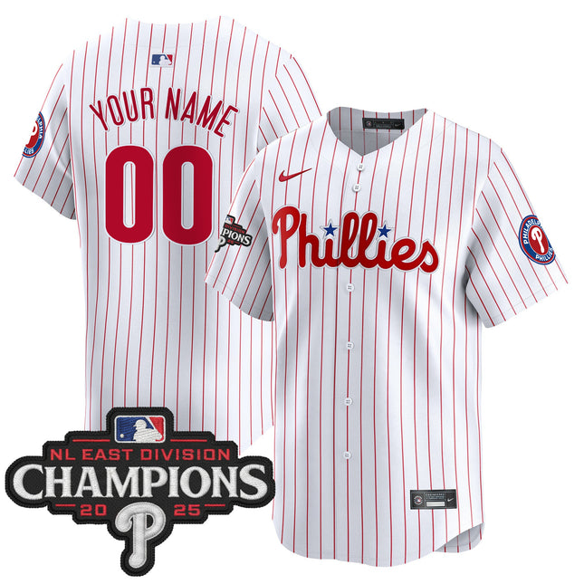 Philadelphia Phillies 2025 NL East Division Champions Patch Vapor Premier Limited Custom Jersey - All Stitched