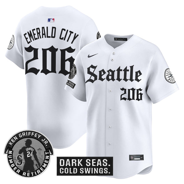Men's Seattle Mariners 'Gothic Edition' Vapor Premier Limited Jersey - Ken Griffey Jr. Patch - All Stitched