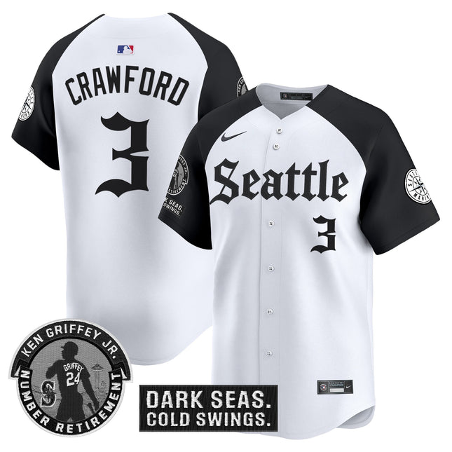 Men's Seattle Mariners 'Gothic Edition' Vapor Premier Limited Jersey - Ken Griffey Jr. Patch - All Stitched