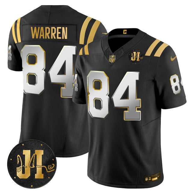 Men's Indianapolis Colts 2025 Jim Irsay Patch Gold Vapor Limited Jersey - All Stitched