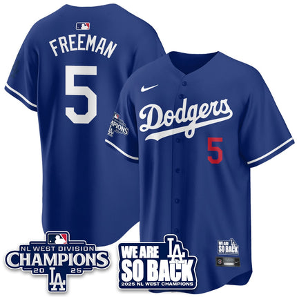 Los Angeles Dodgers 2025 NL West Division Champions Jersey - All Stitched