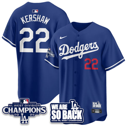 Los Angeles Dodgers 2025 NL West Division Champions Jersey - All Stitched