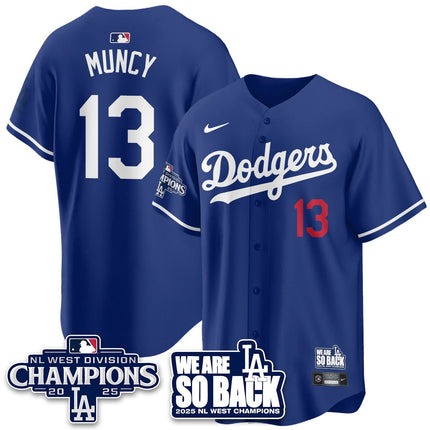 Los Angeles Dodgers 2025 NL West Division Champions Jersey - All Stitched