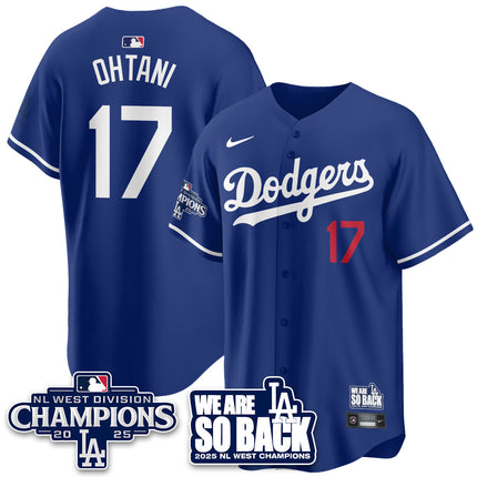 Los Angeles Dodgers 2025 NL West Division Champions Jersey - All Stitched
