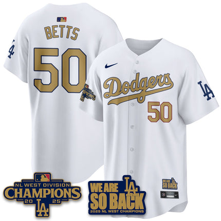 Los Angeles Dodgers 2025 NL West Division Champions Jersey - All Stitched