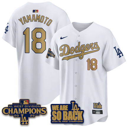 Los Angeles Dodgers 2025 NL West Division Champions Jersey - All Stitched