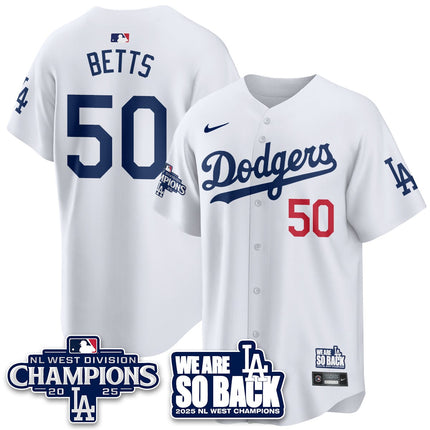 Los Angeles Dodgers 2025 NL West Division Champions Jersey - All Stitched
