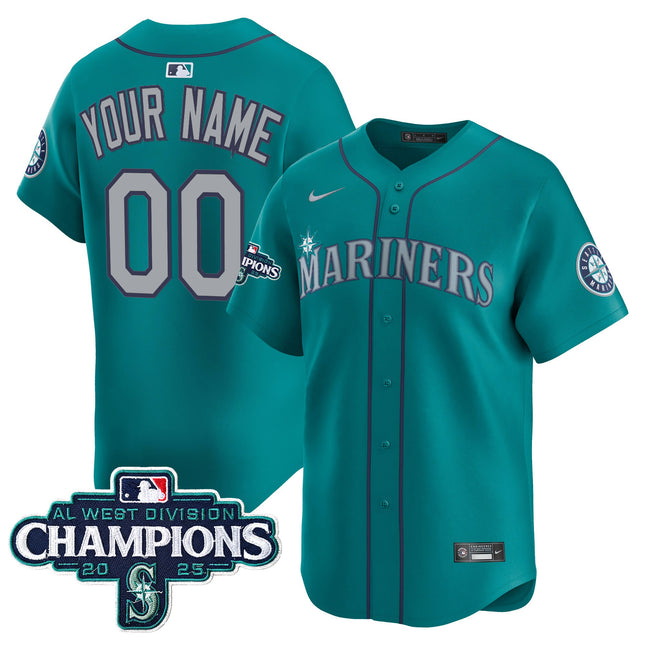Seattle Mariners 2025 AL West Division Champions Vapor Premier Custom Jersey - All Stitched