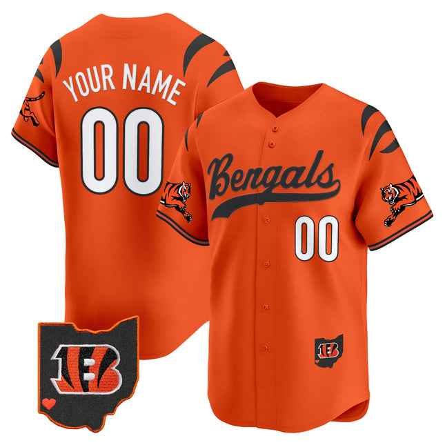 Cincinnati Bengals 2025 Vapor Limited Baseball Custom Jersey V2 - All Stitched