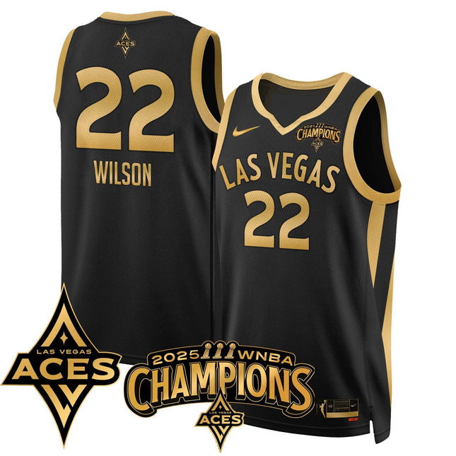 Men's Las Vegas Aces 2025 WNBA Championship Jersey - All Stitched
