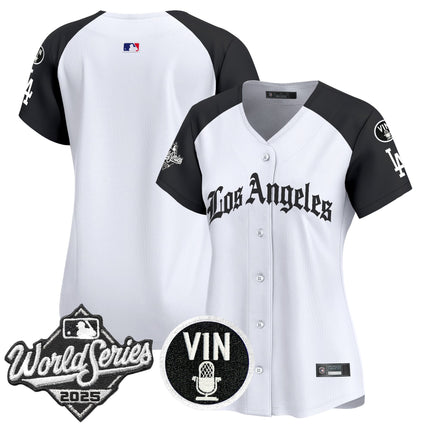 Women's Dodgers 2025 World Series Vapor Premier Limited Jersey - LA Gothic Edition - All Stitched