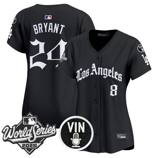 Women's Dodgers 2025 World Series Vapor Premier Limited Jersey - LA Gothic Edition - All Stitched