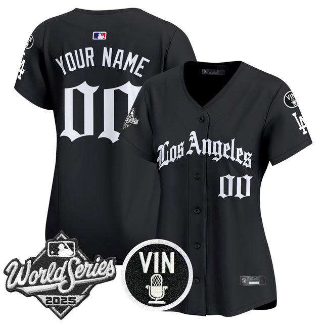 Dodgers 2025 World Series Vapor Premier Limited Custom Jersey - LA Gothic Edition - All Stitched