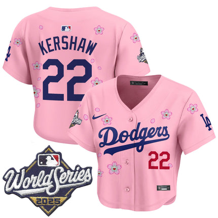 Women's Dodgers 2025 World Series x Tokyo Series Crop Top Baseball Jersey - All Stitched