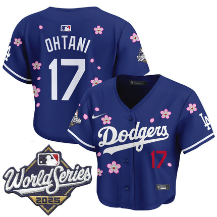Women's Dodgers 2025 World Series x Tokyo Series Crop Top Baseball Jersey - All Stitched