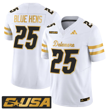 Men's Delaware Blue Hens 2025 Gold Vapor Limited Jersey - All Stitched