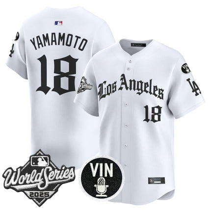 Men's Dodgers 2025 World Series Vapor Premier Limited Jersey - LA Gothic Edition - All Stitched
