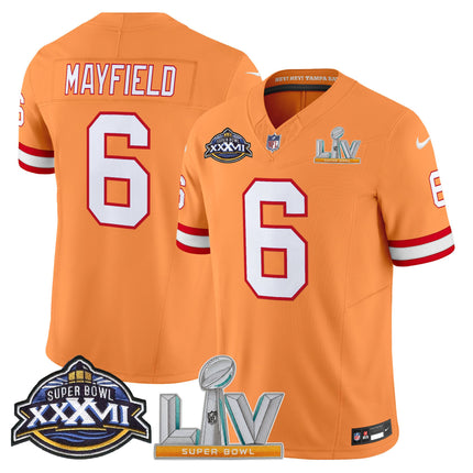 Men's Tampa Bay Buccaneers Super Bowl XXXVII & Super Bowl LV Patch Throwback Vapor Limited Jersey - All Stitched