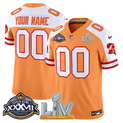 Tampa Bay Buccaneers Super Bowl XXXVII & Super Bowl LV Patch Throwback Vapor Limited Custom Jersey - All Stitched