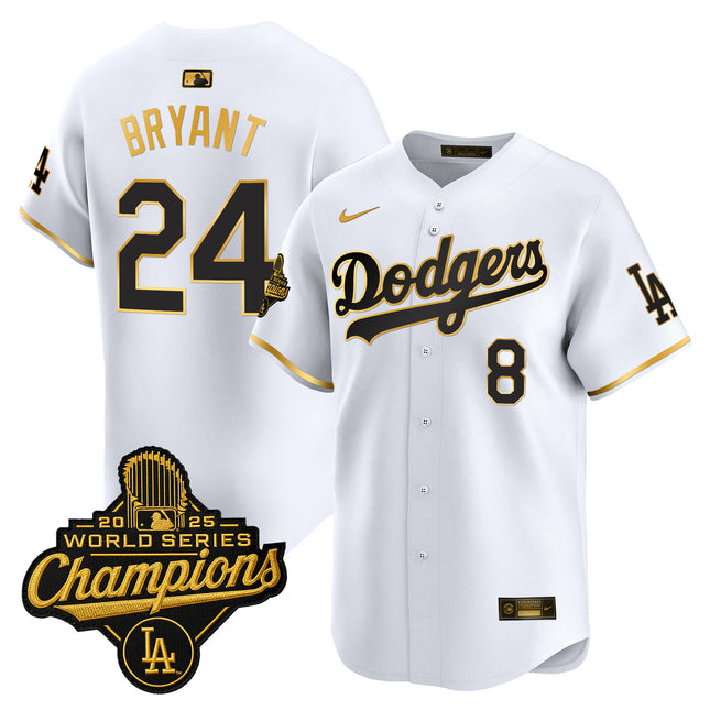 Men's Dodgers 2025 World Series Champions Patch Gold Trim Vapor Premier Limited Jersey - All Stitched