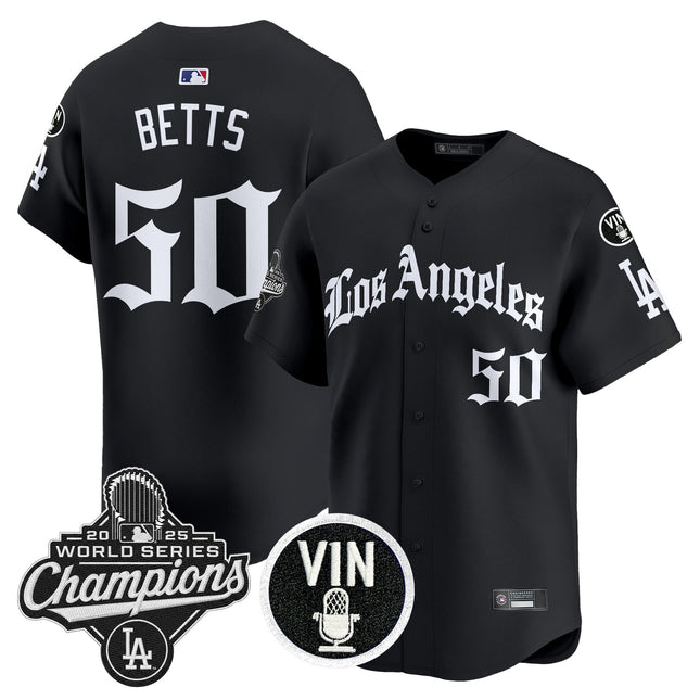 Men's Dodgers 2025 World Series Champions Vapor Premier Limited Jersey - LA Gothic Edition - All Stitched