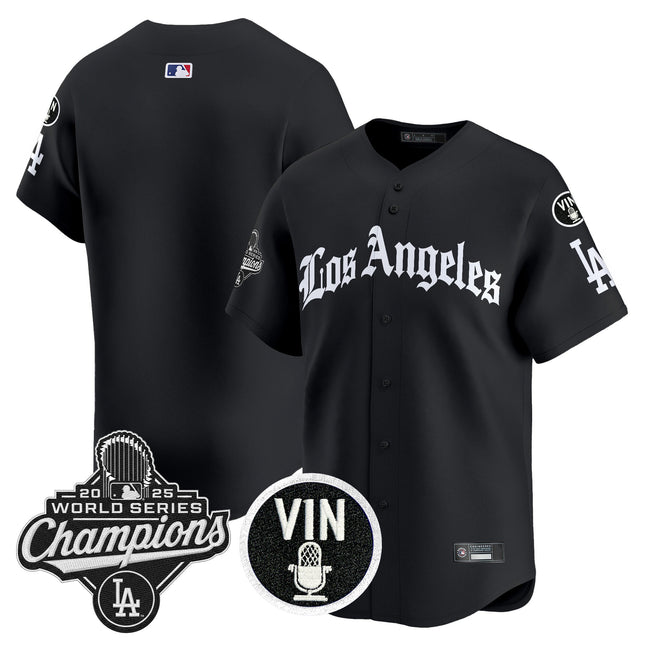 Men's Dodgers 2025 World Series Champions Vapor Premier Limited Jersey - LA Gothic Edition - All Stitched