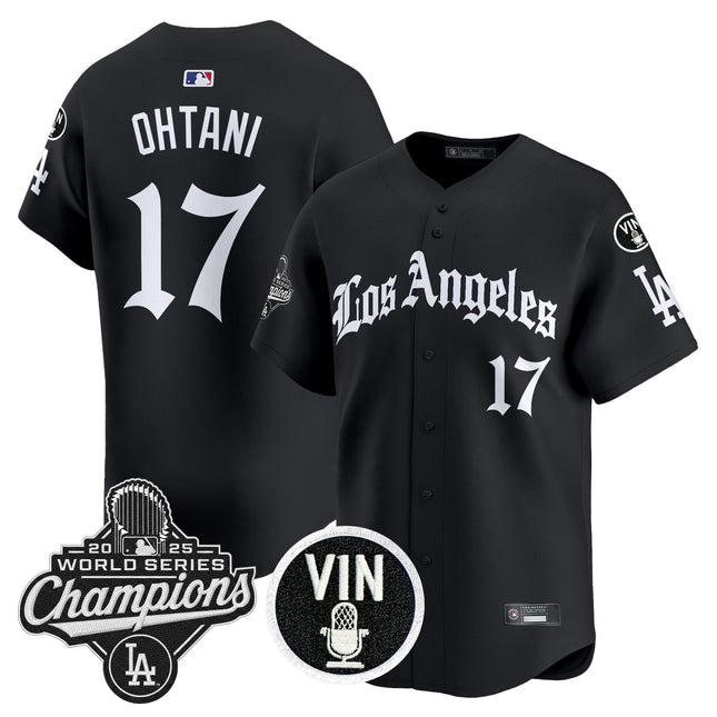 Men's Dodgers 2025 World Series Champions Vapor Premier Limited Jersey - LA Gothic Edition - All Stitched