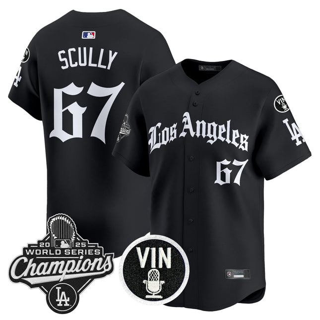 Men's Dodgers 2025 World Series Champions Vapor Premier Limited Jersey - LA Gothic Edition - All Stitched