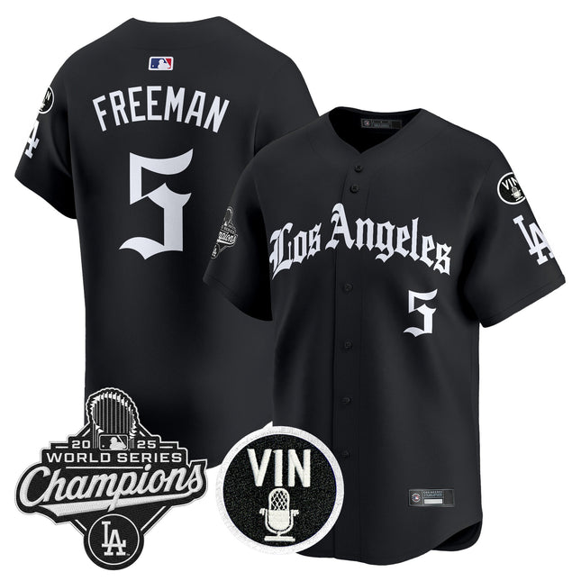 Men's Dodgers 2025 World Series Champions Vapor Premier Limited Jersey - LA Gothic Edition - All Stitched